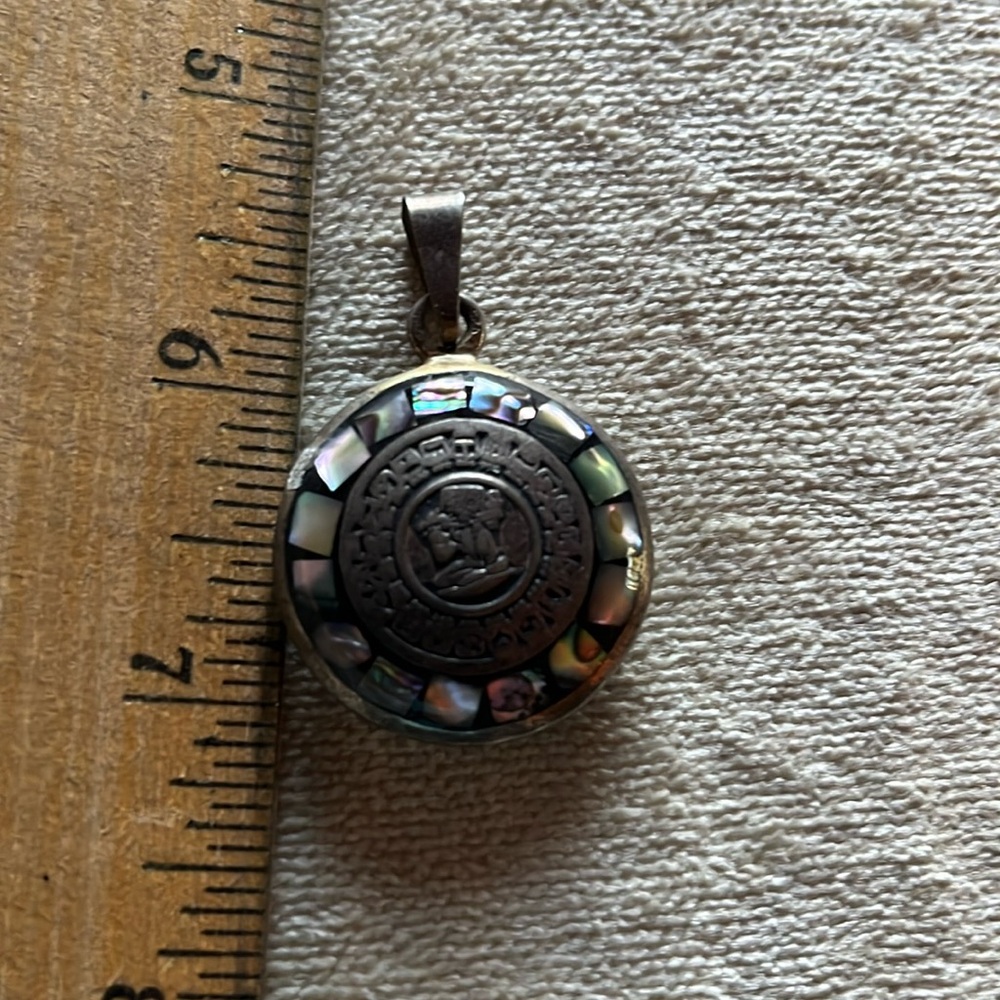 Mexican Mayan Calendar Pendant, dual sided